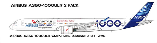Airbus A350-1000ULR  3 pack of 20cm stickers.