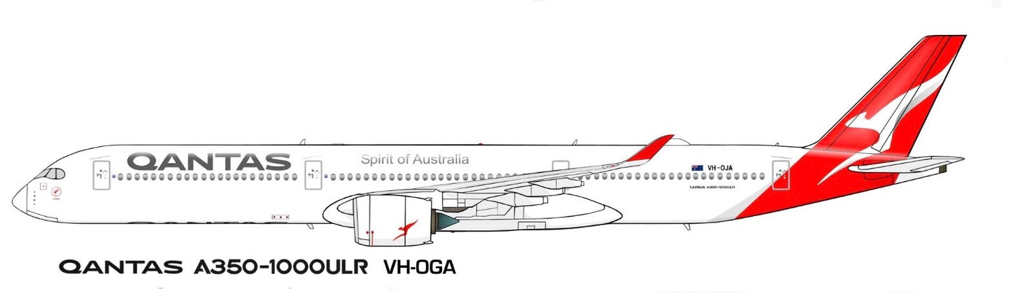 Airbus A350-1000ULR  3 pack of 20cm stickers.