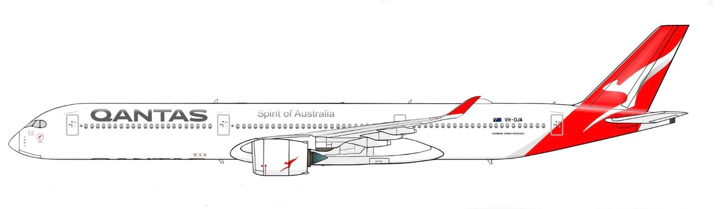 QANTAS Airbus A350-1000 ULR VH-OJA “Project Sunrise” PVC side profile cutout.