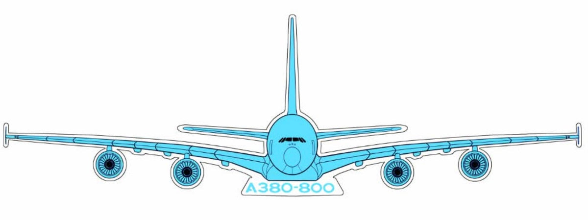 Airbus A380-800 blue head on 14cm profile sticker.