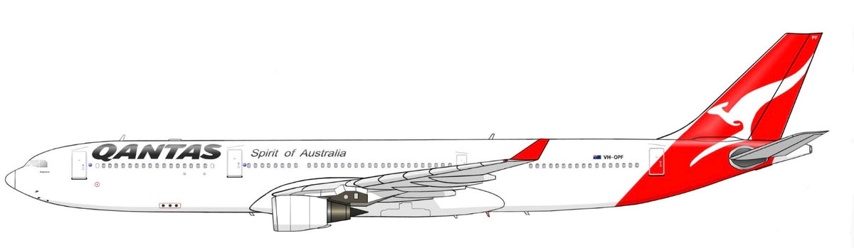 QANTAS Airbus A330-300 VH-QPF 20cm side profile sticker.