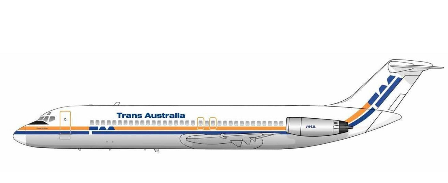 Trans Australia Airlines Douglas DC-9 VH-TJL 1980s Camel Hump livery PVC side profile cutout.