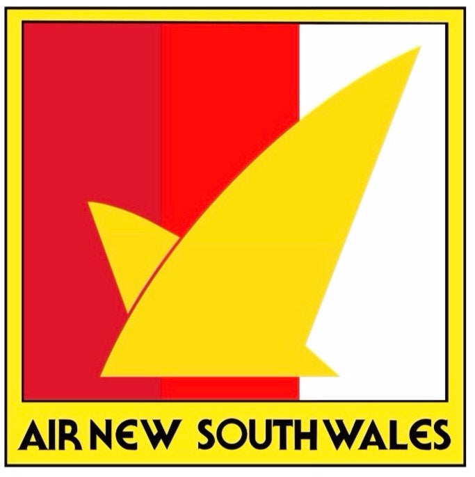 Air New South Wales 1980s Canary livery 14cm square logo sticker.