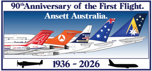 Ansett Australia 90th Anniversary of the first flight 1926-2026 20cm sticker.