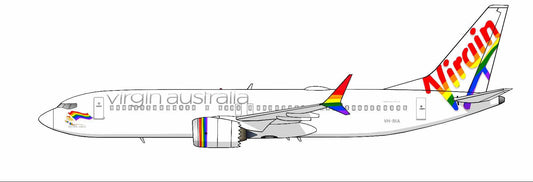 Virgin Australia Boeing 737-800 ficticious GAY Pride livery 20cm side profile sticker.