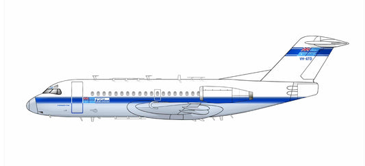 Department Of Aviation Fokker F28-1000 VH-ATD PVC side profile cutout.