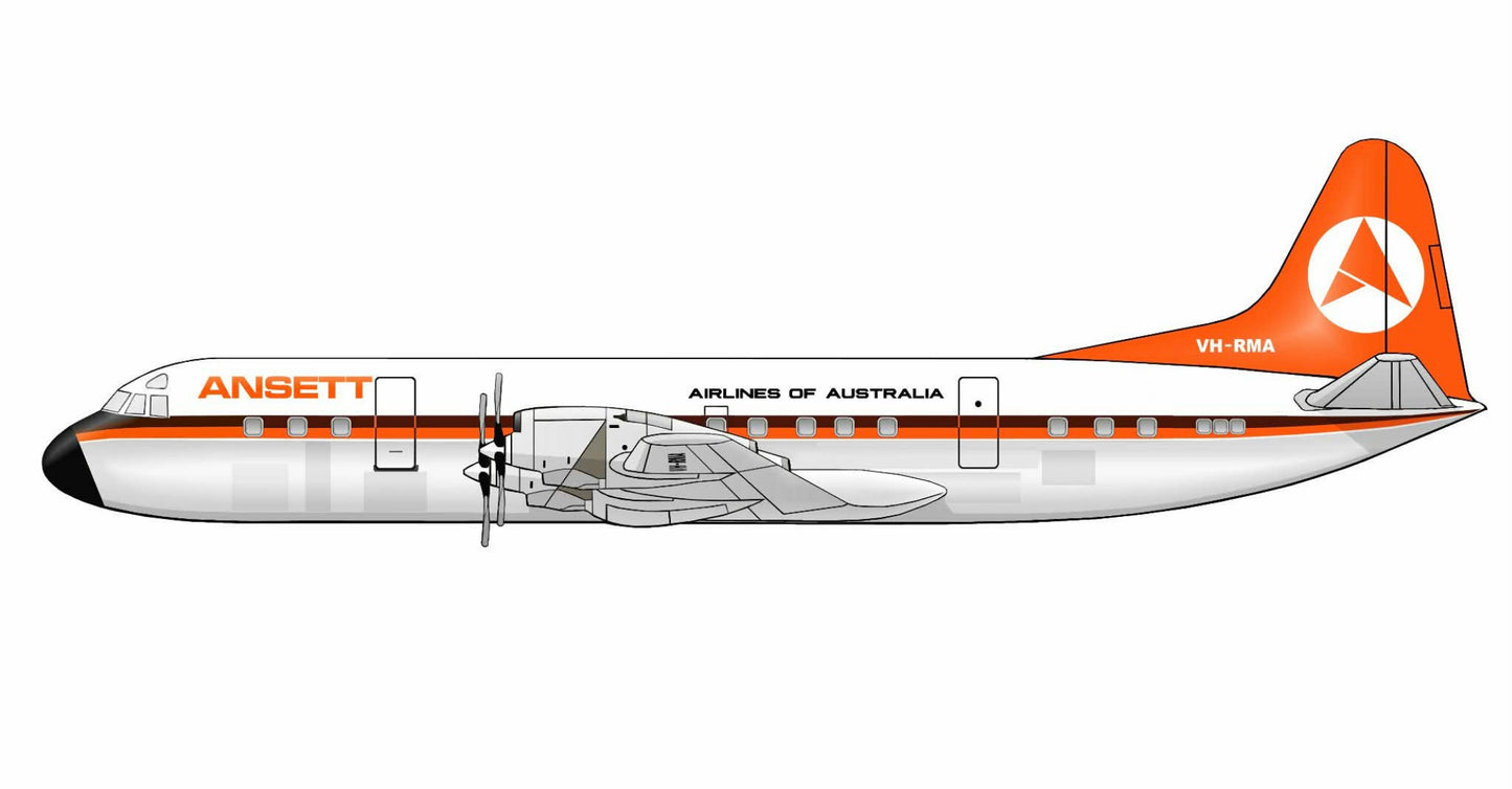 Ansett Lockheed L188 Electra VH-RMA (Passenger version) 1970s Delta livery PVC side profile cutout