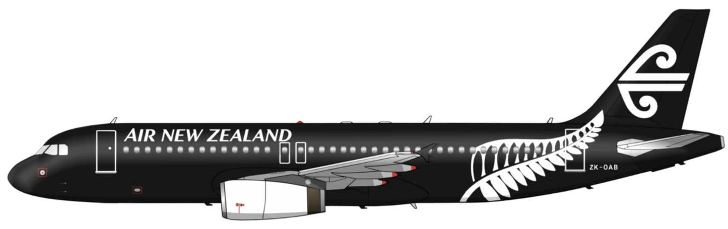 Air New Zealand Airbus A320 “All Black livery” ZK-OAB PVC side profile cutout.