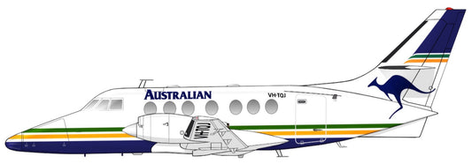 Australian Airlines Regional J31 Jetstream VH-TQJ 20cm side profile sticker.