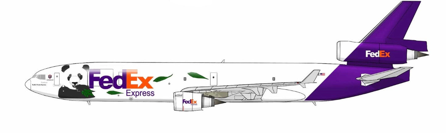 FedEx MD-11F N583FE Panda livery 20cm side profile sticker.