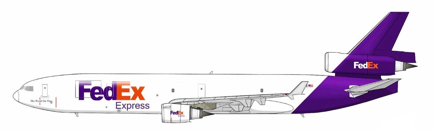 FedEx MD-11F N591FE 20cm side profile sticker.