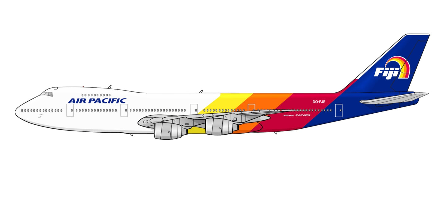 Air Pacific Boeing 747-200 DQ-FJE 20cm side profile sticker.