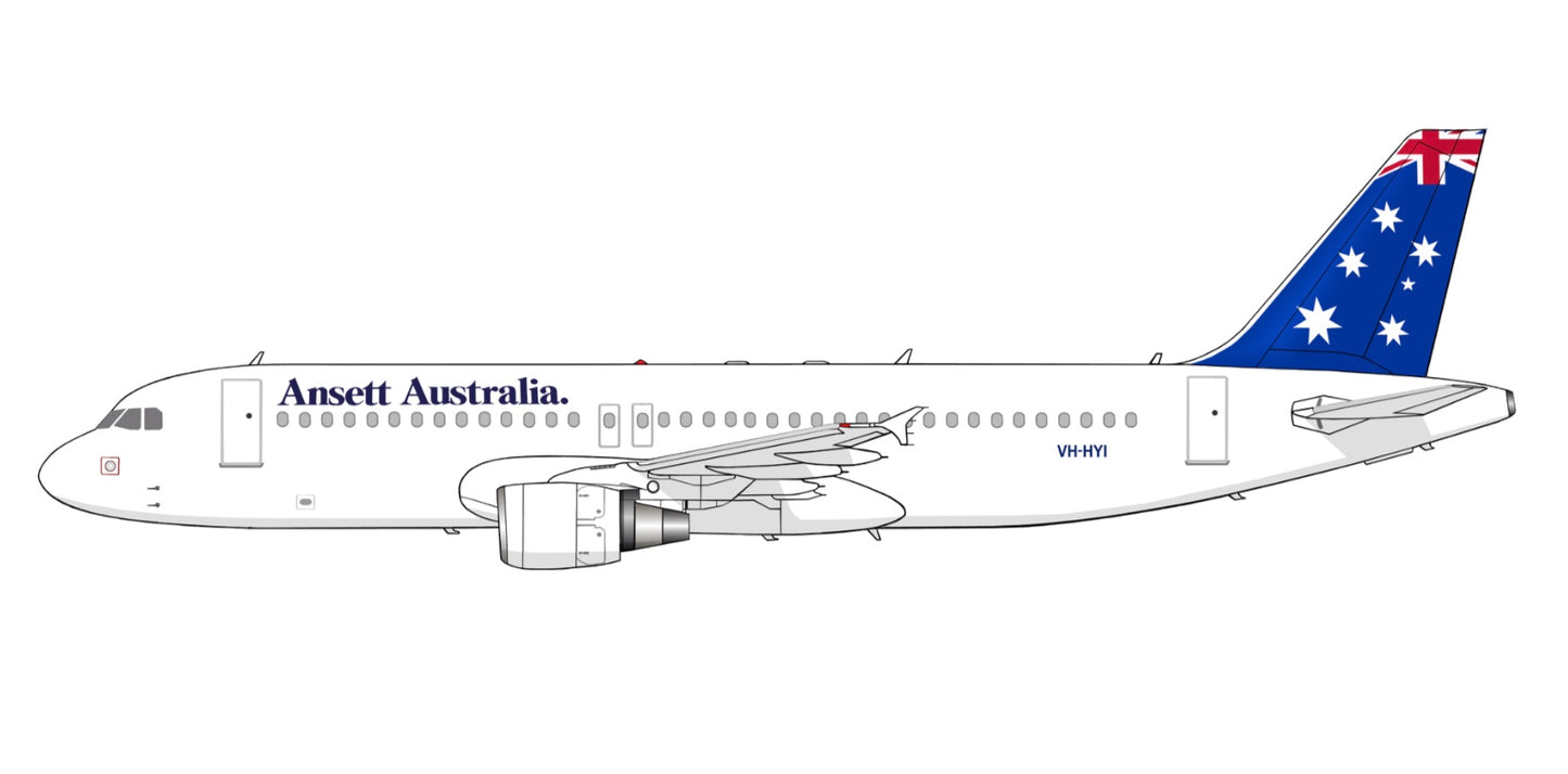 Ansett Australia Airbus A320 VH-HYI 1990 deregulation Flag Livery PVC side profile cutout.