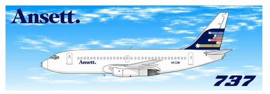 Ansett. Boeing 737-277 1980s Shooting Stars livery 20cm sticker.