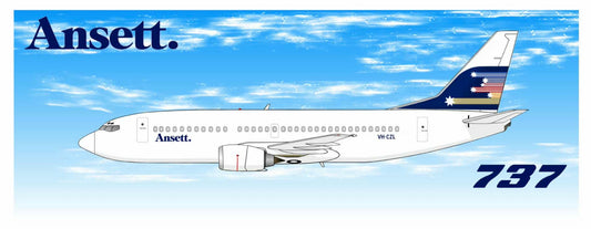Ansett. Boeing 737-377 1980s Shooting Stars livery 20cm sticker.
