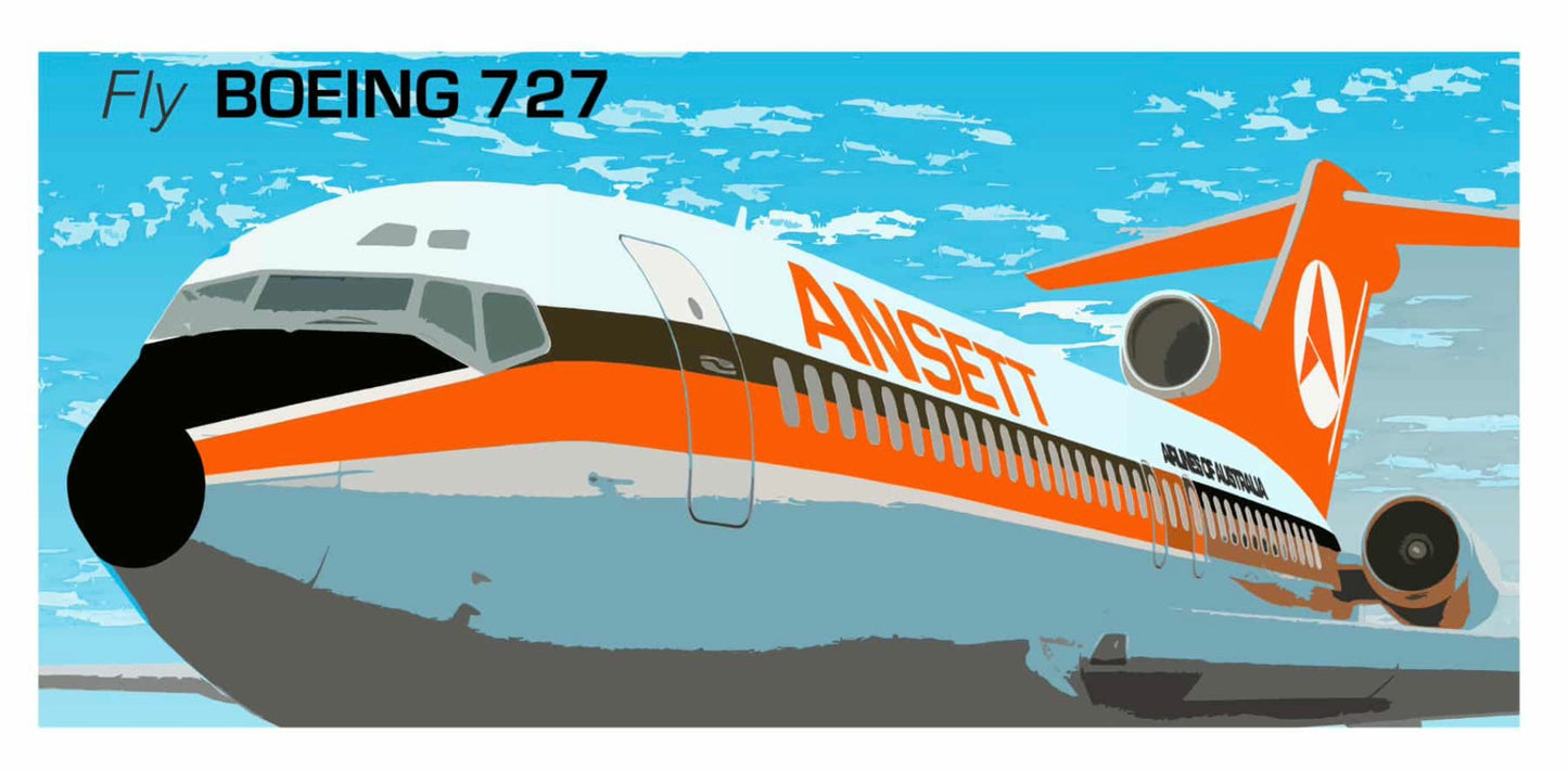 Ansett Boeing 727-277 1970s Delta livery abstract 20cm sticker.