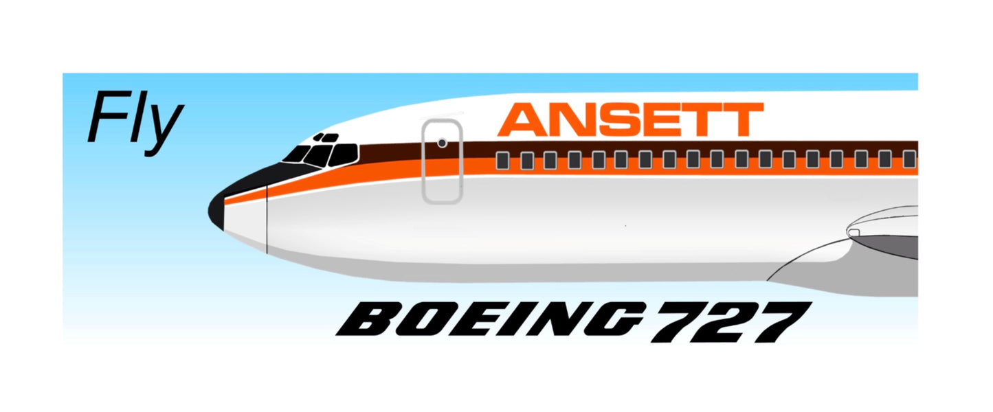 Ansett Boeing 727-277 1970s Delta livery forward fuselage section 20cm sticker.