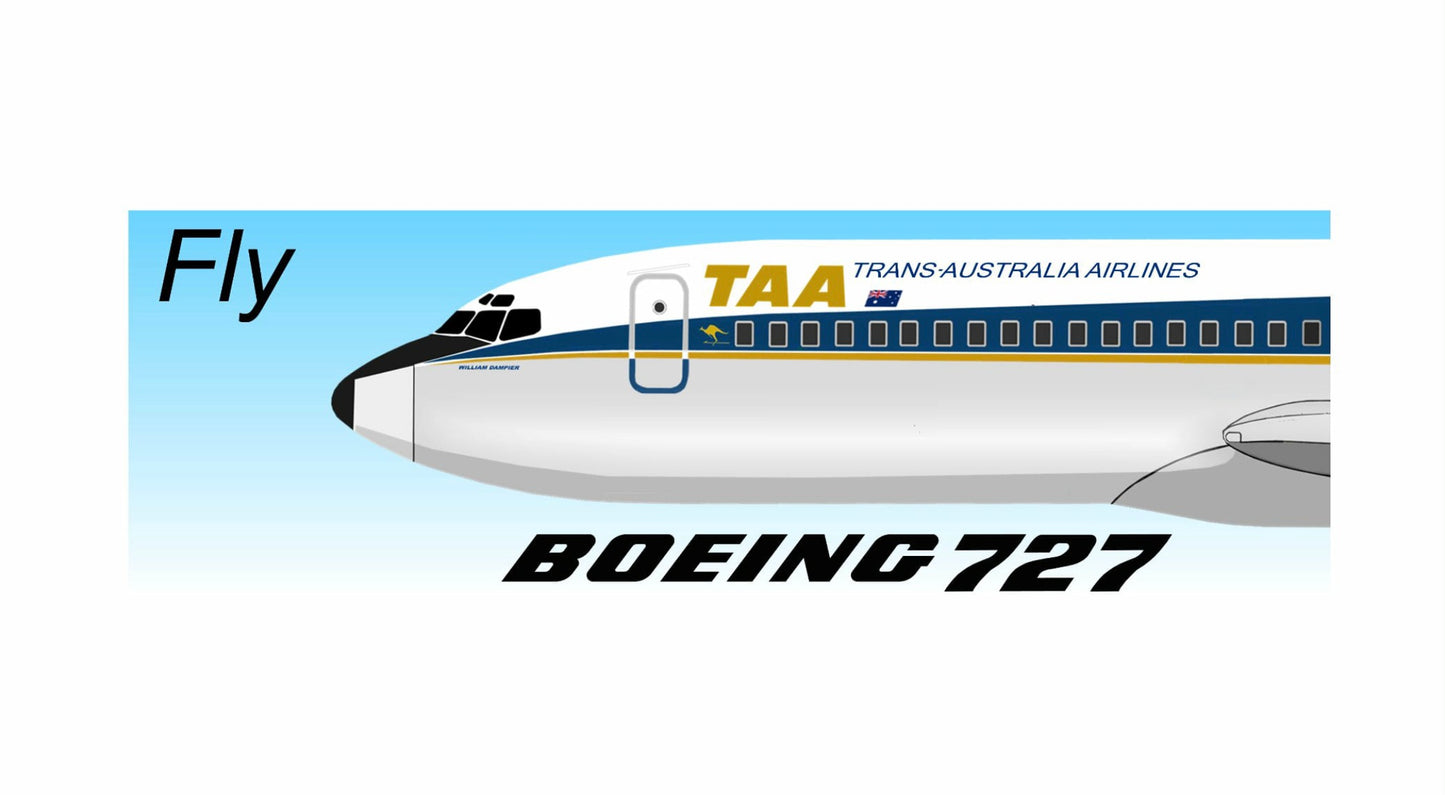 TAA Boeing 727-76 VH-TJF front fuselage 20cm sticker.