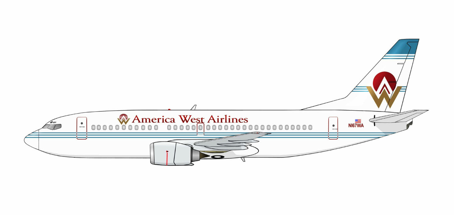 America West Boeing 737-300 N167WA 20cm side profile sticker.