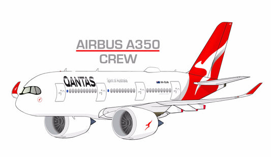 Qantas Airbus A350 “Airbus A350 Crew” 14cm caricature sticker.