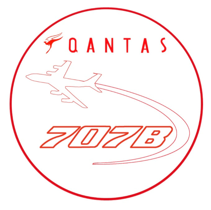 QANTAS Boeing 707B 1960s logo 10cm round sticker.