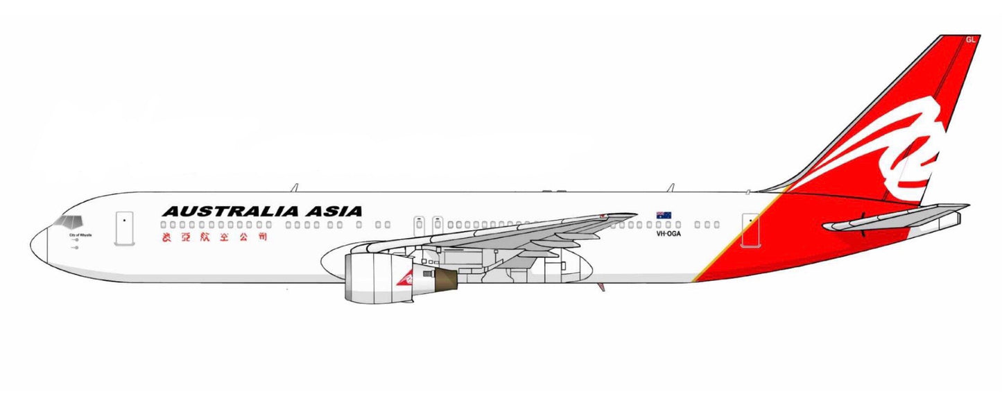 QANTAS (Australia Asia livery) Boeing 767-338 VH-OGA 20cm side profile sticker.
