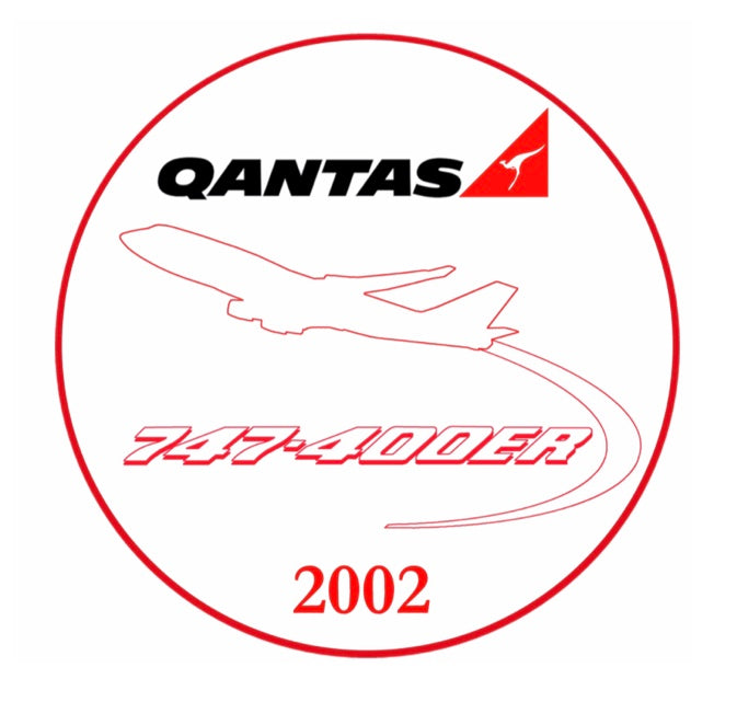 QANTAS Boeing 747-400ER 2002 logo 10cm round sticker.