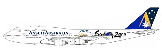 Ansett Australia Boeing 747-400 VH-ANA Sydney 2000 livery PVC side profile cutout.