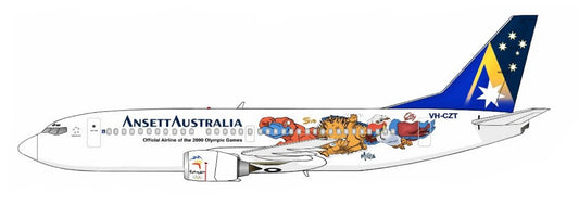 Ansett Australia Boeing 737-377 VH-CZT Sydney 2000 “Syd, Millie and Ollie” Livery side profile cutout.