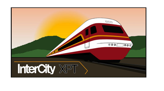 InterCity XPT Sunset 16 cm sticker.