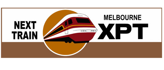 Next Train XPT Melbourne 22cm sticker.