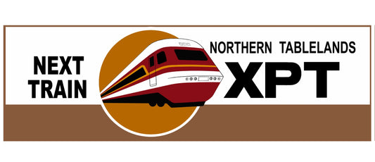 Next Train XPT Northern Tableands 22cm sticker.