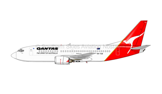 QANTAS Boeing 737-376 VH-TJD PVC side profile cutout.