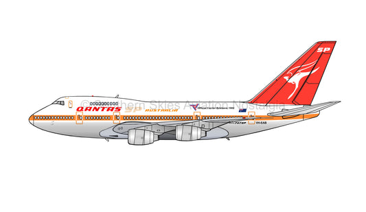 QANTAS Boeing 747SP VH-EAB Brisbane Commonwealth Games 1982  (Exact replica of the original QF profile used in their window displays) PVC side profile cutout.