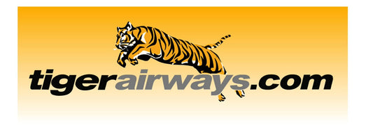 Tigerairways  "tigerairways.com" 25cm logo sticker.