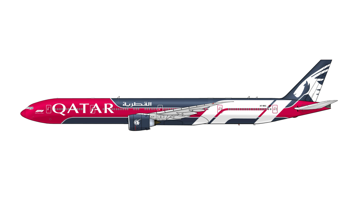 QATAR Boeing 777-300 ER F1 livery A7-BEG 20cm profile sticker