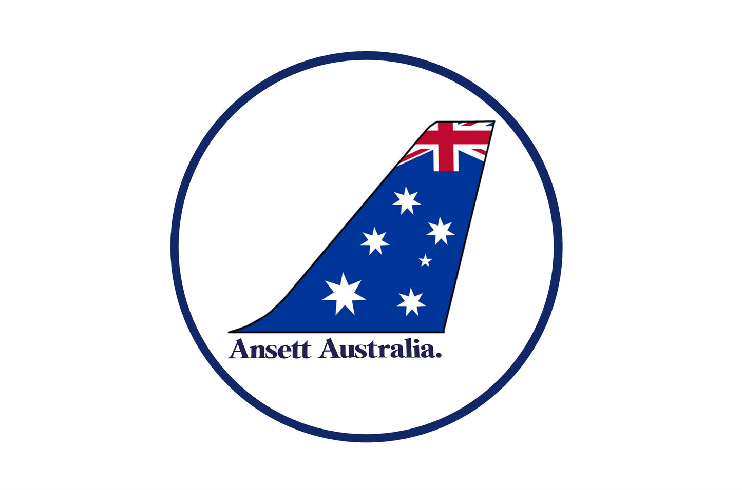 Ansett Australia tail 1990s livery 10cm round sticker.
