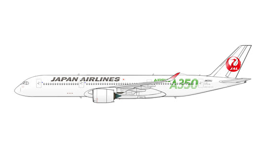 Japan Airlines Airbus A350 green titles 20cm side profile sticker.