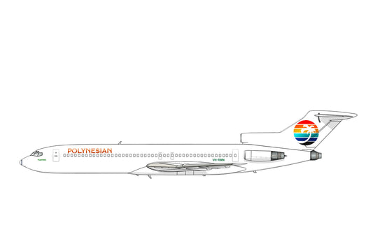Ansett / Polynesian Boeing 727-277 VH-RMN 20cm side profile sticker.