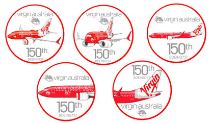 Virgin Australia 150th Boeing 737 retro livery sticker 5 pack.