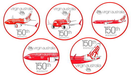 Virgin Australia 150th Boeing 737 retro livery sticker 5 pack.