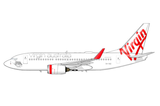 Virgin Australia Boeing 737-700 VH-VBZ 20cm side profile sticker.