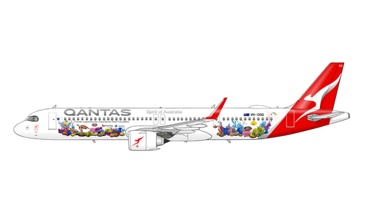 QANTAS Airbus A321 XLR VH-OGG “Proudly supporting the Great Barrier Reef Foundation” livery PVC side profile cutout.