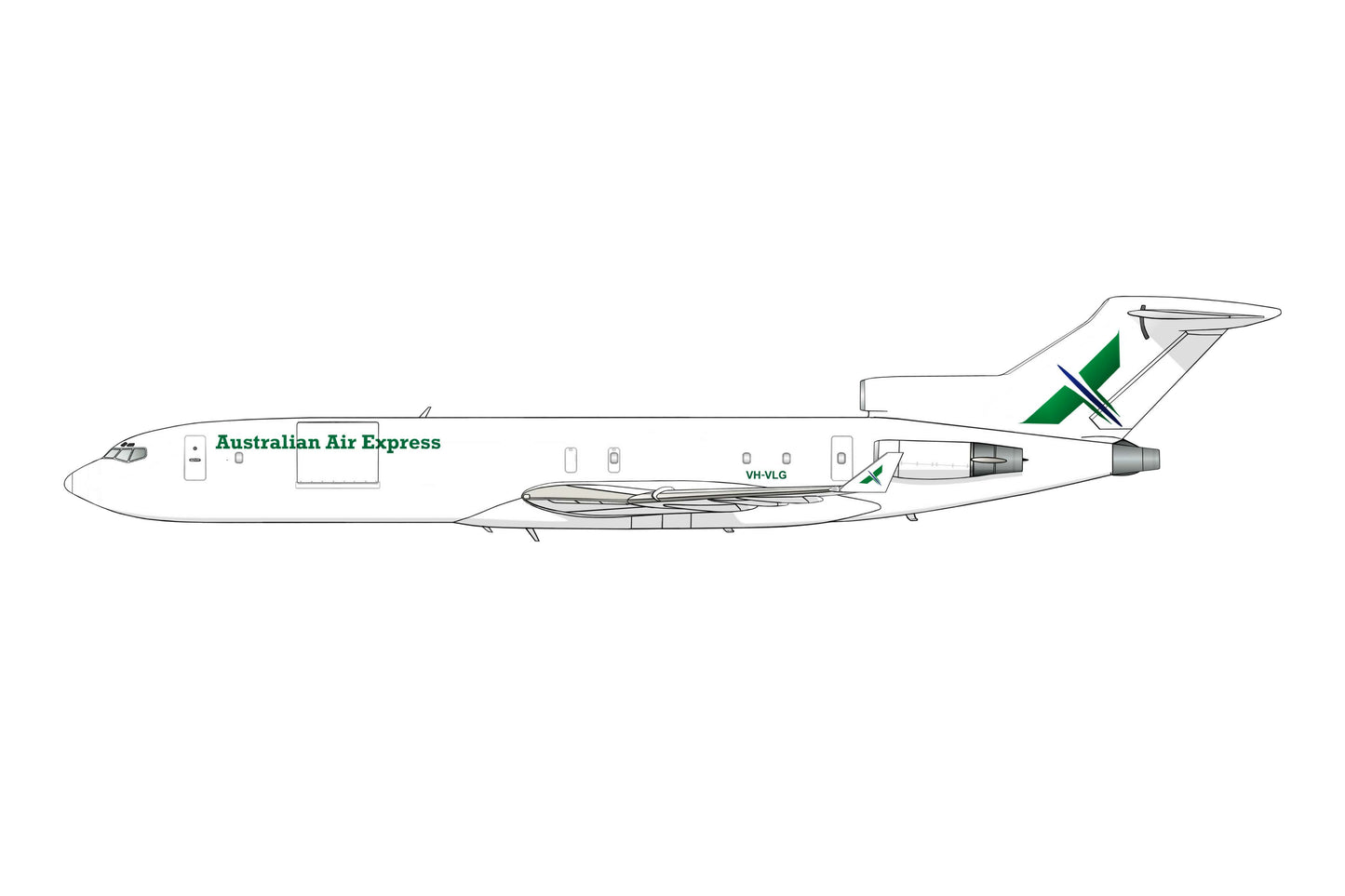 Australian Air Express Boeing 727-277 VH-VLG (VH-RMX) 20cm side profile sticker.