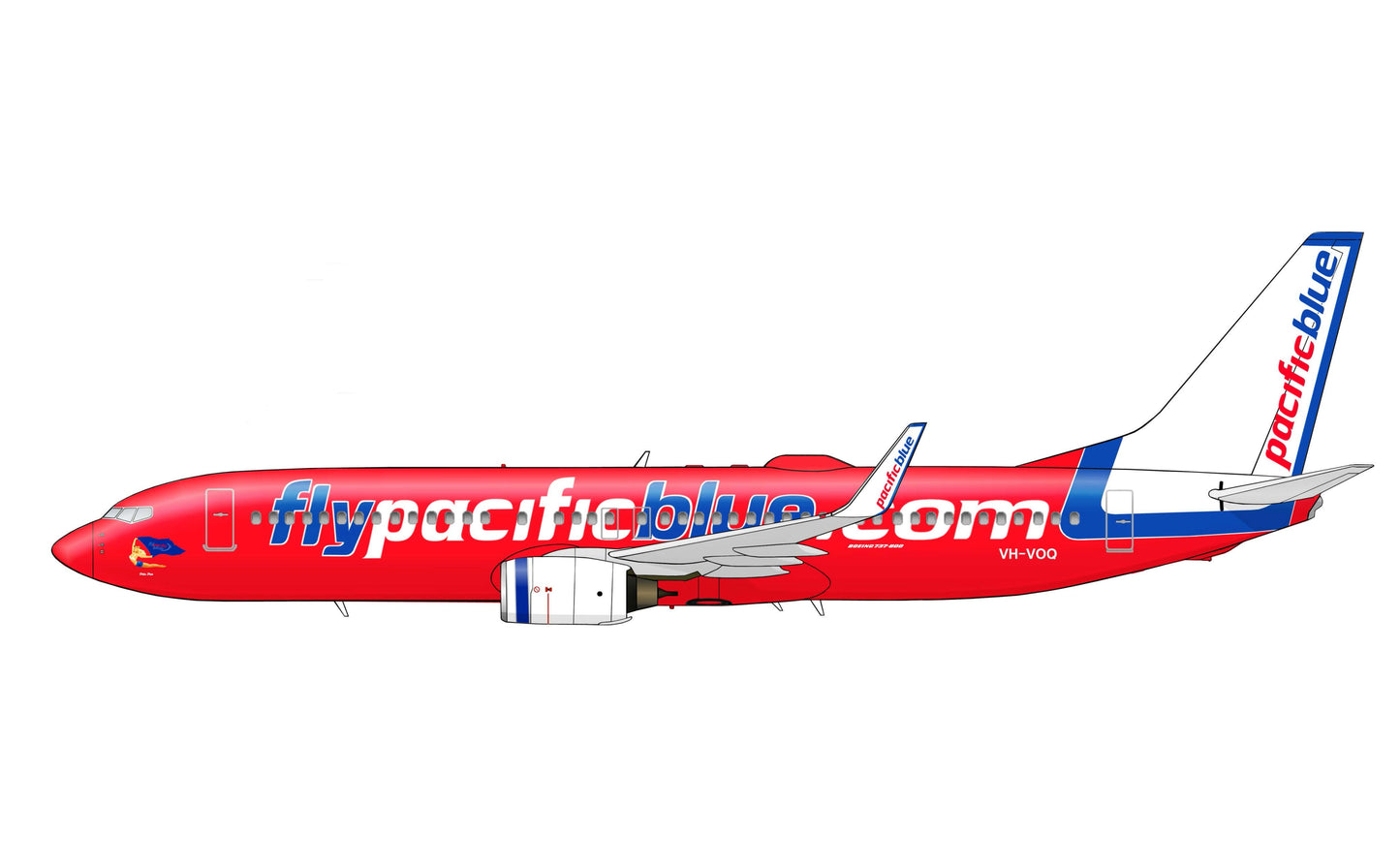 Pacific Blue Boeing 737-800 VH-VOQ PVC side profile cutout.