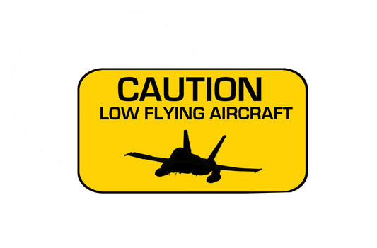 “Caution low flying aircraft” 20cm profile sticker.