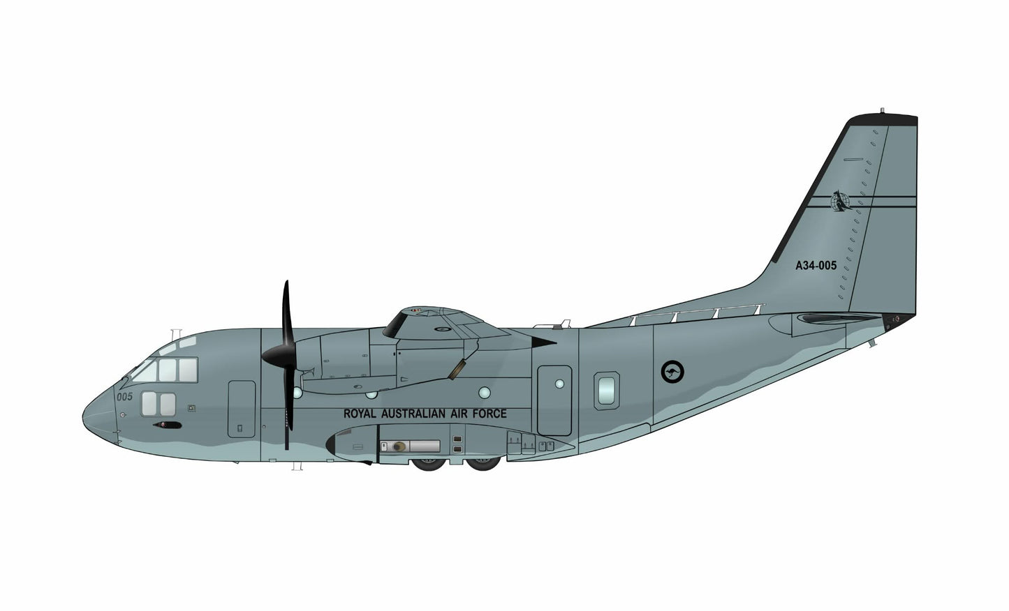 RAAF C-27J Spartan A34-005 35SQN standard. PVC side profile cutout.