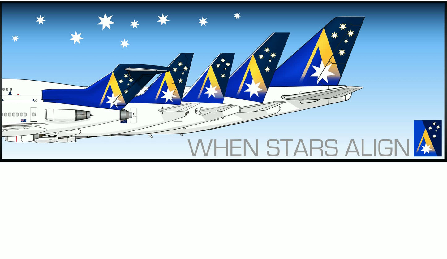 Ansett Australia Starmark tails livery “When Stars Align” 20cm sticker.