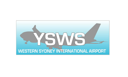 YSWS Western Sydney International Airport airport layout large grey A330 rectangular profile 20cm sticker.