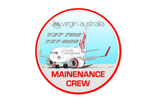 Virgin Australia “Maintenance Crew” 9cm round character sticker.